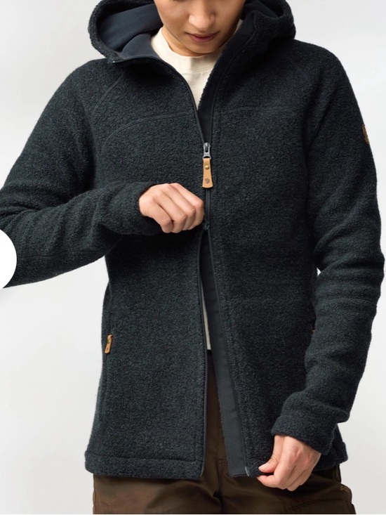 Fjallraven Tops - Fjallraven Charcoal Hooded Wool-Blend Zip Jacket